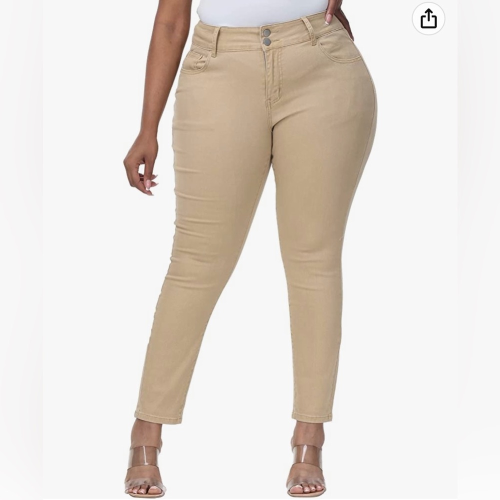 Gboomo | NWOT Womens Khaki Stretchy Skinny Tapered High Waist jeans Size 16 - Picture 1 of 2